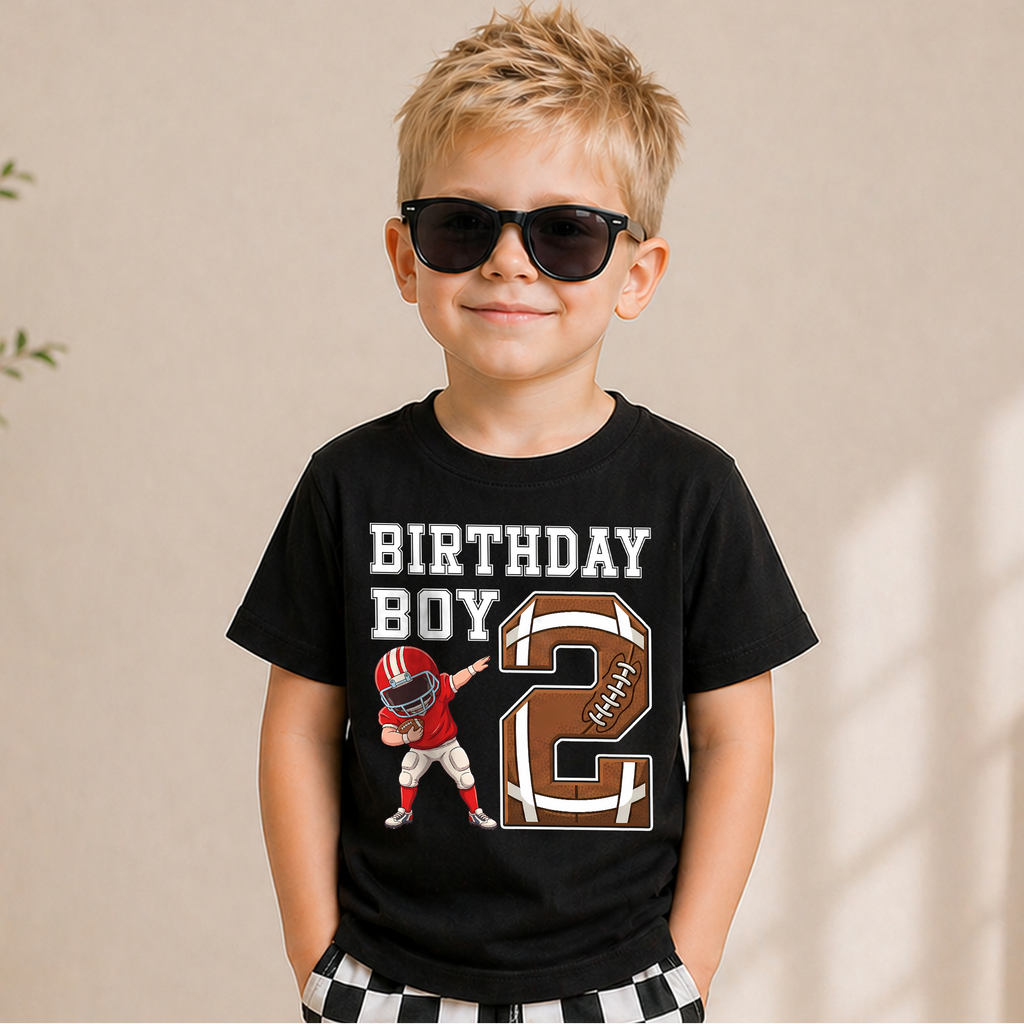 Custom Football Player 2nd Birthday Shirt for Boys, Personalized Name — product view 6