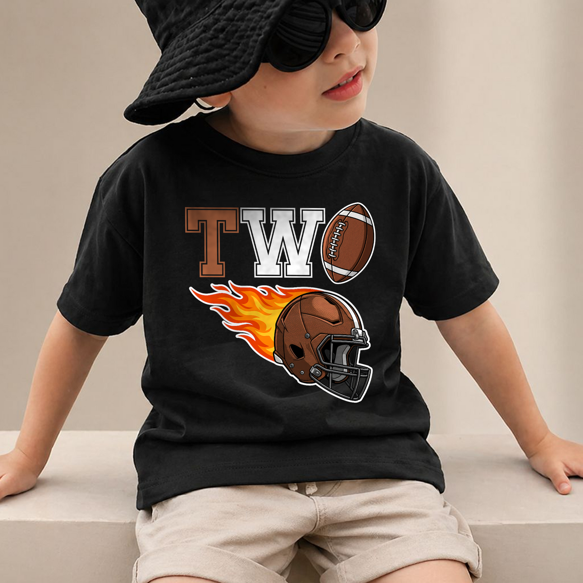 Toddler Personalized Football Player 2nd Birthday Shirt, Custom Name — product view 2