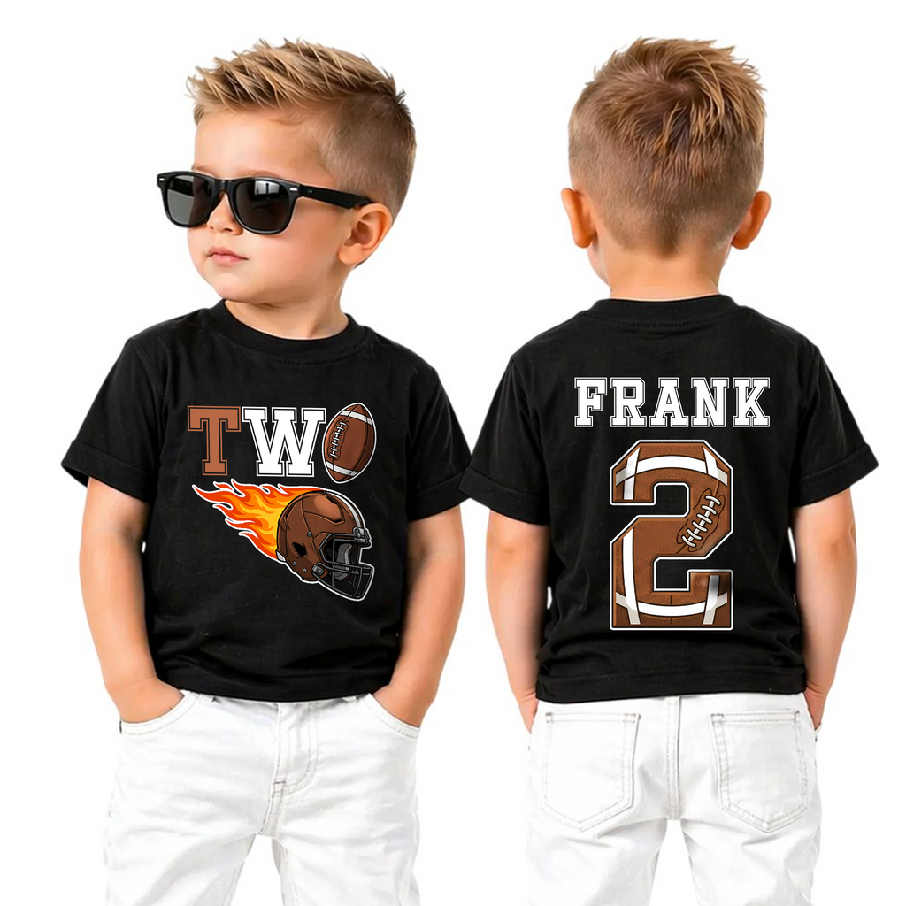 Toddler Personalized Football Player 2nd Birthday Shirt, Custom Name — product view 5
