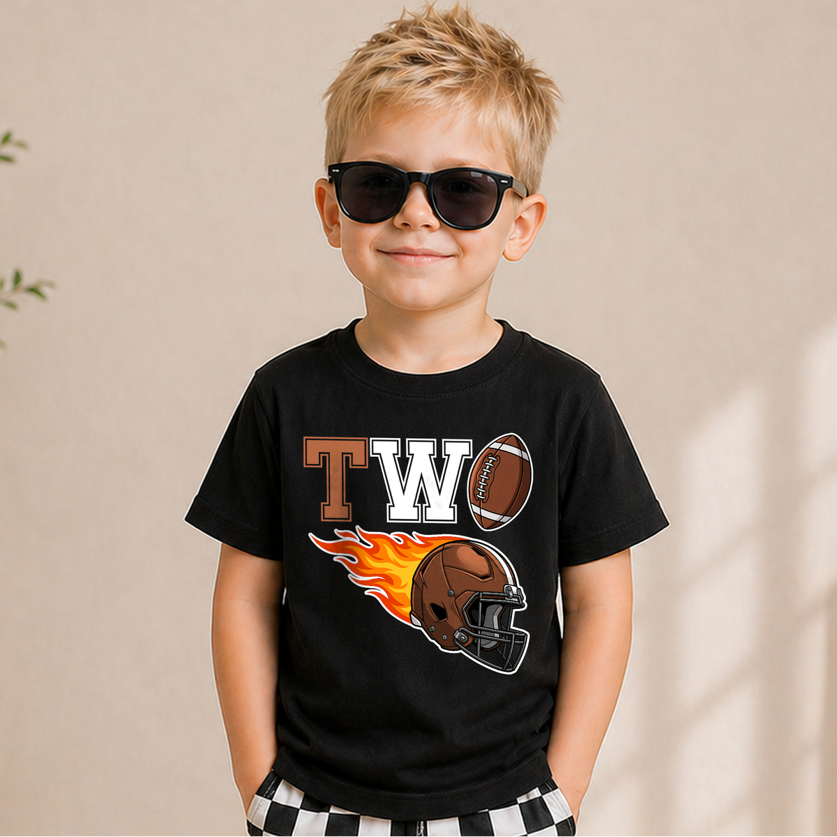 Toddler Personalized Football Player 2nd Birthday Shirt, Custom Name — product view 6