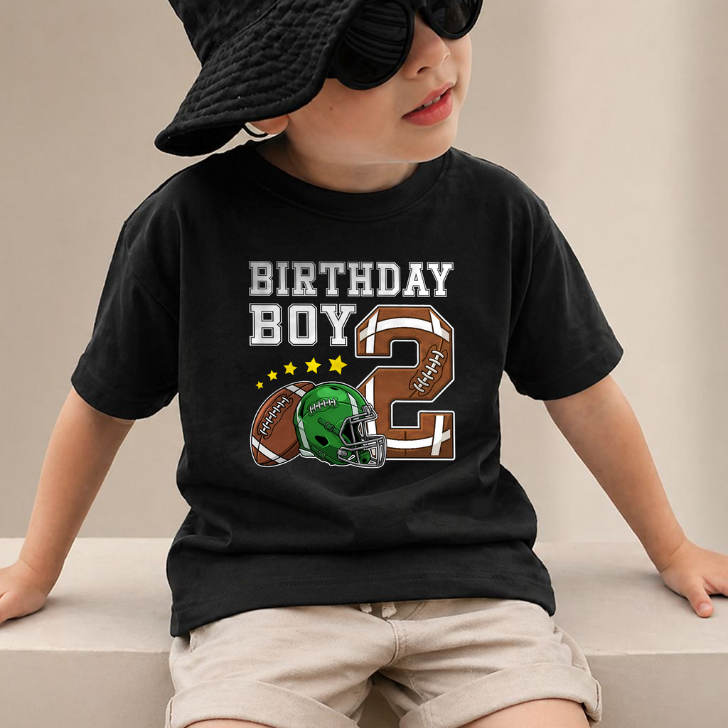 Custom Name Football 2nd Birthday Shirt Boy, Football Player — product view 2
