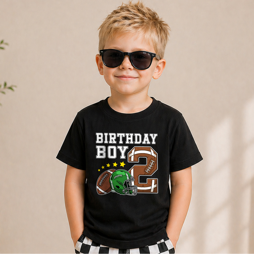 Custom Name Football 2nd Birthday Shirt Boy, Football Player — product view 6