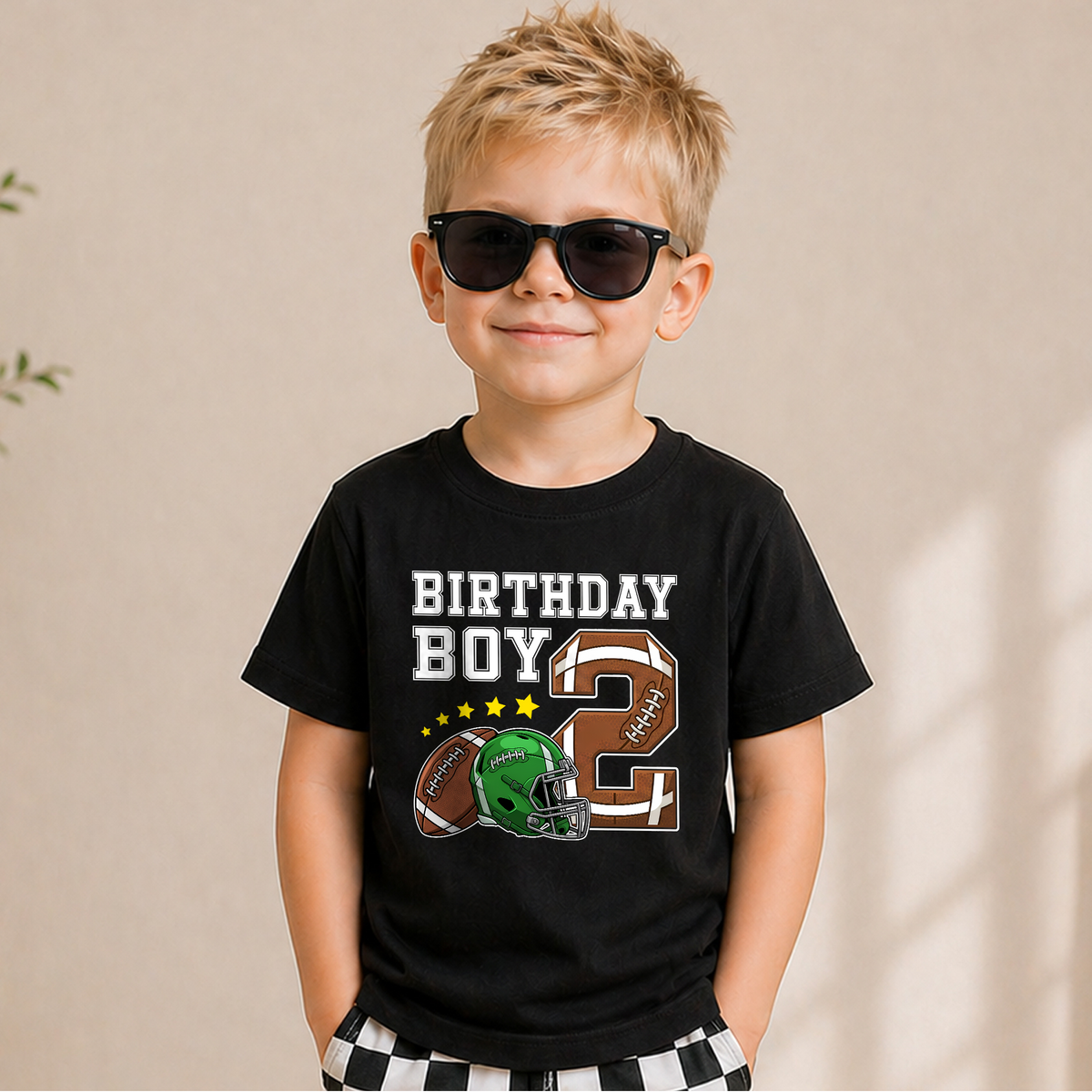 Custom Name Football 2nd Birthday Shirt Boy, Football Player — product view 6