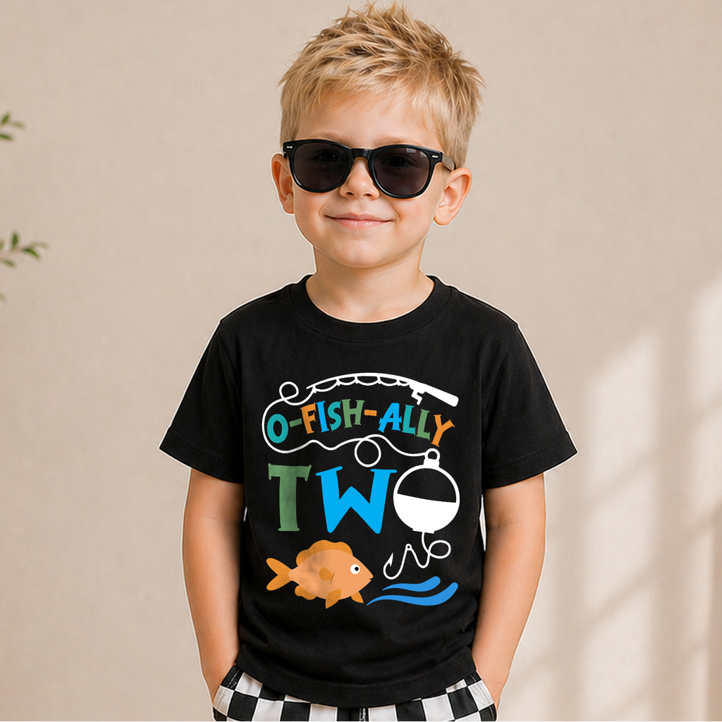 Personalized O-Fish-Ally Two 2nd Birthday Shirt for Boys, Custom Name — product view 6