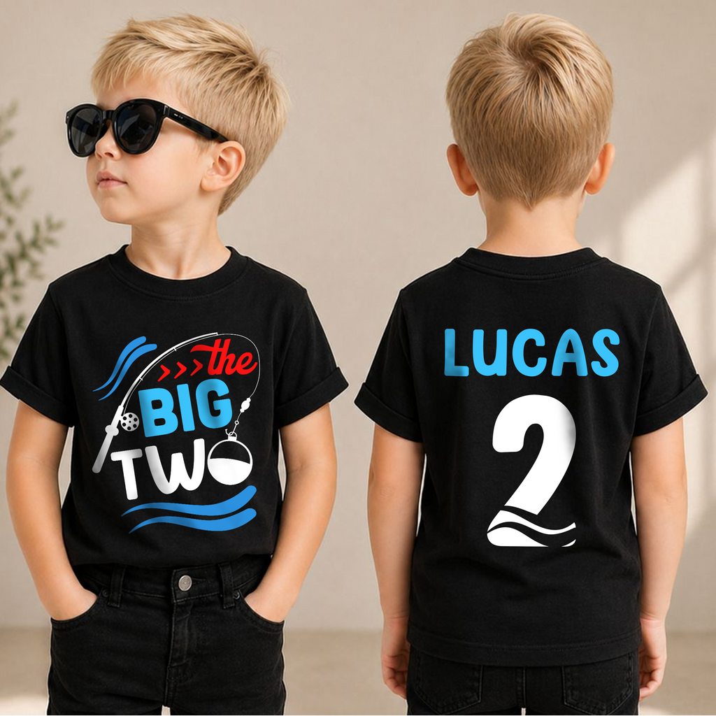 Custom Name Little Fisherman 2nd Birthday Shirt for Boys — product view 1