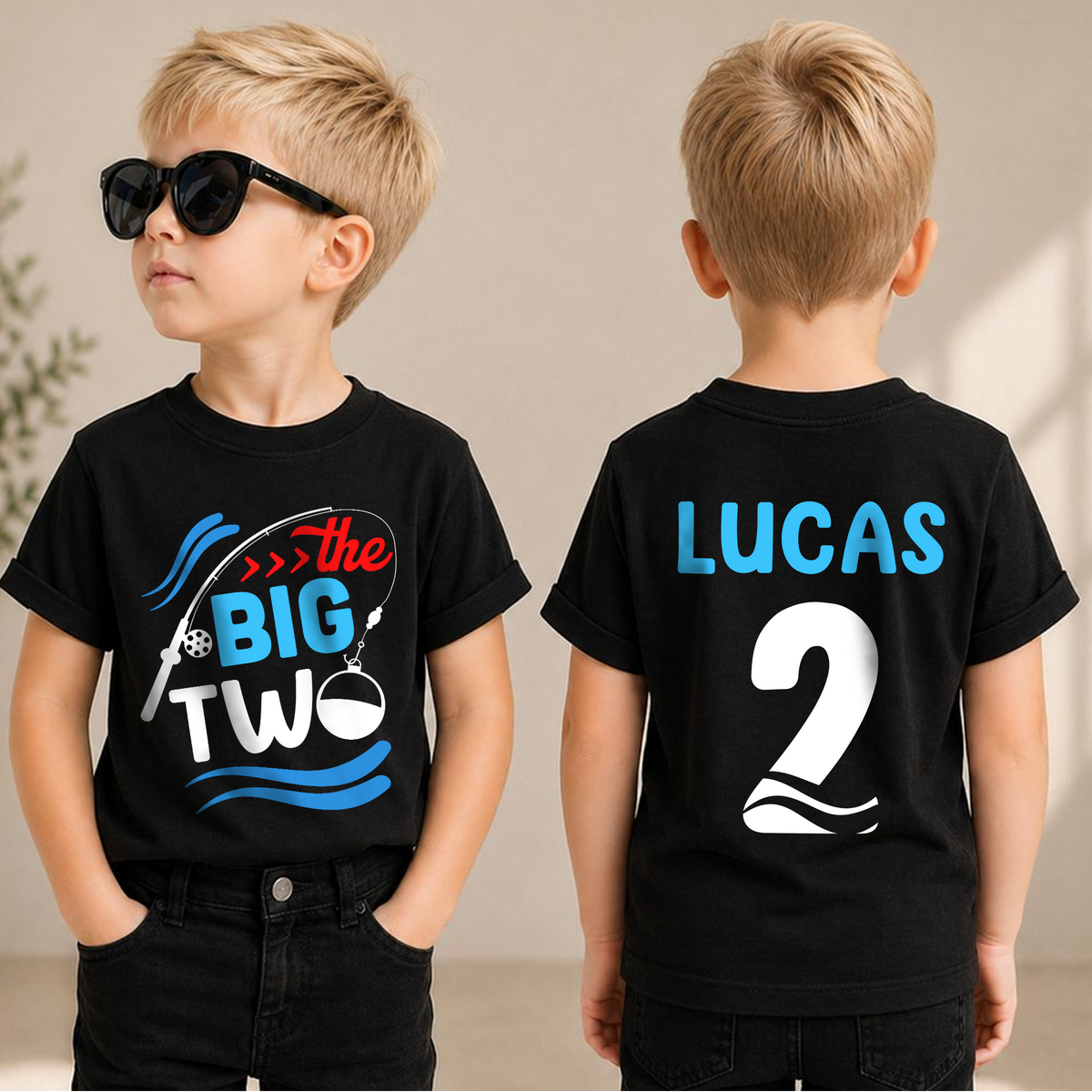 Custom Name Little Fisherman 2nd Birthday Shirt for Boys — product view 1