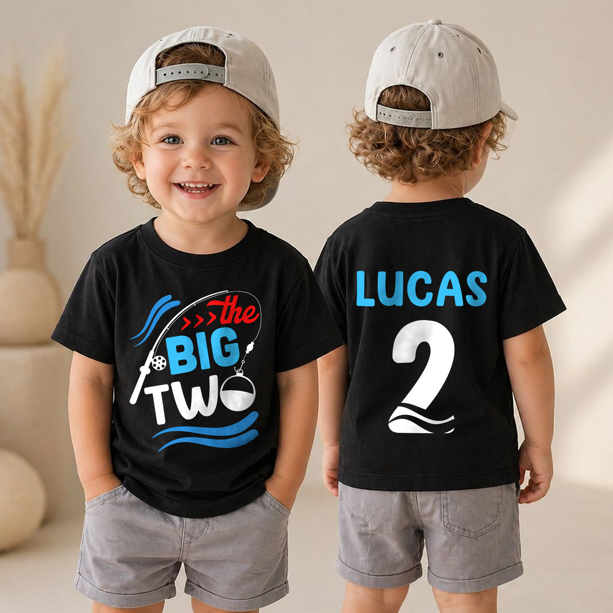 Custom Name Little Fisherman 2nd Birthday Shirt for Boys — product view 4