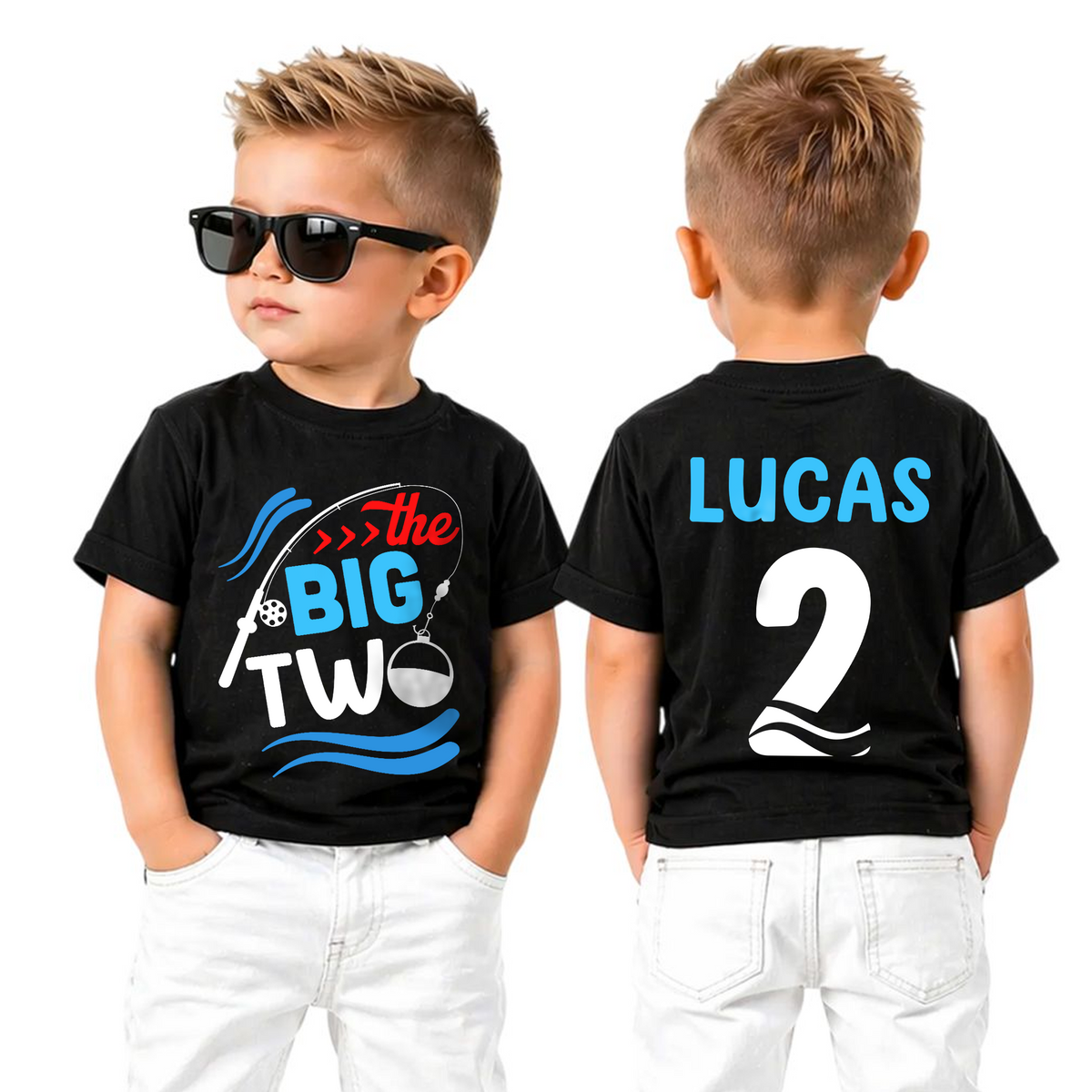 Custom Name Little Fisherman 2nd Birthday Shirt for Boys — product view 5