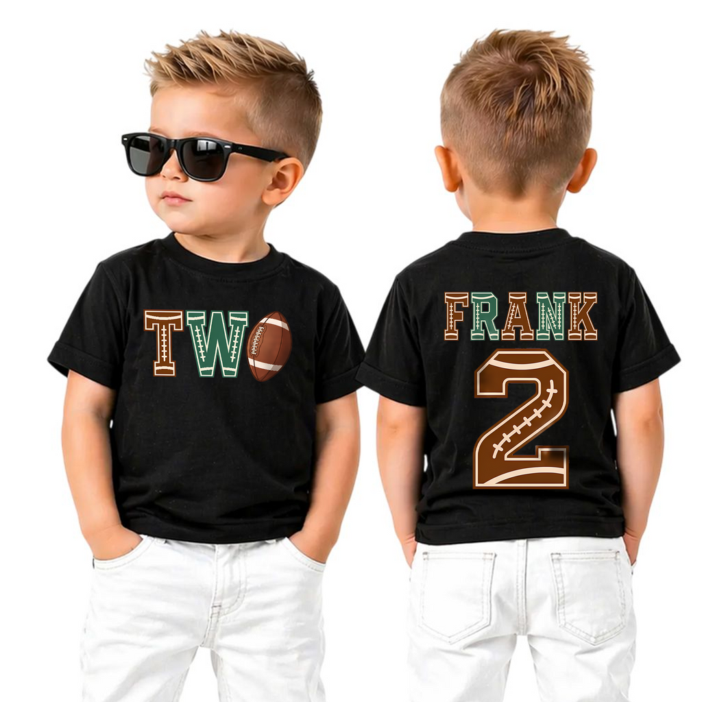 Custom Football 2nd Birthday Shirt Boy, Football Player — product view 5