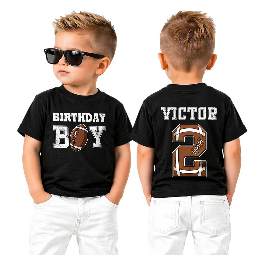 Boys Custom Football 2nd Birthday Shirt Boy, Football Player — product view 5
