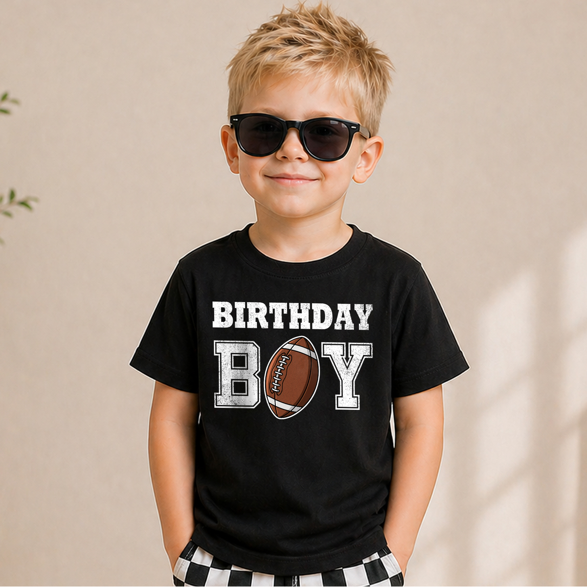 Boys Custom Football 2nd Birthday Shirt Boy, Football Player — product view 6