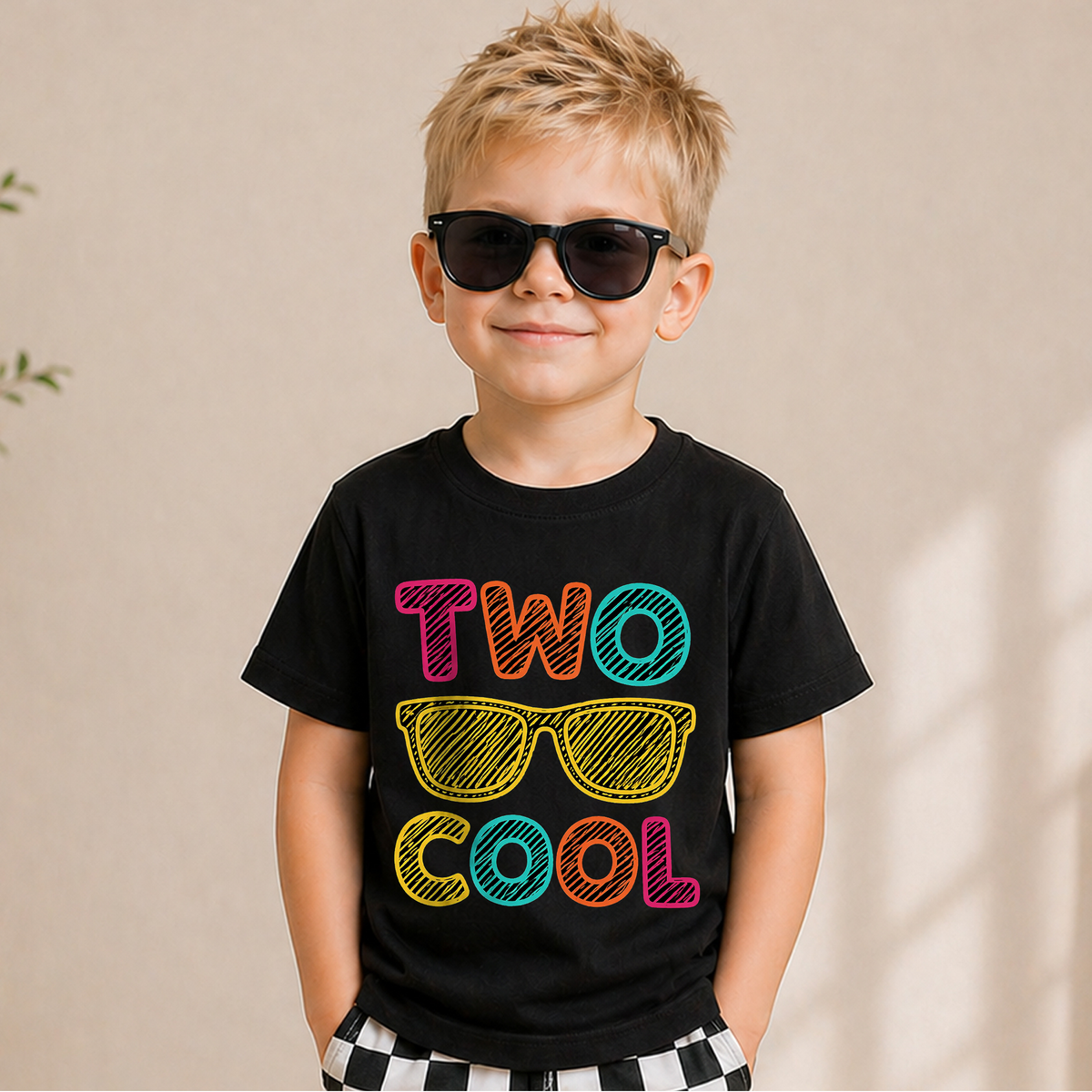Custom Name Cool Kid 2nd Birthday Shirt Boy, TWO COOL — product view 5