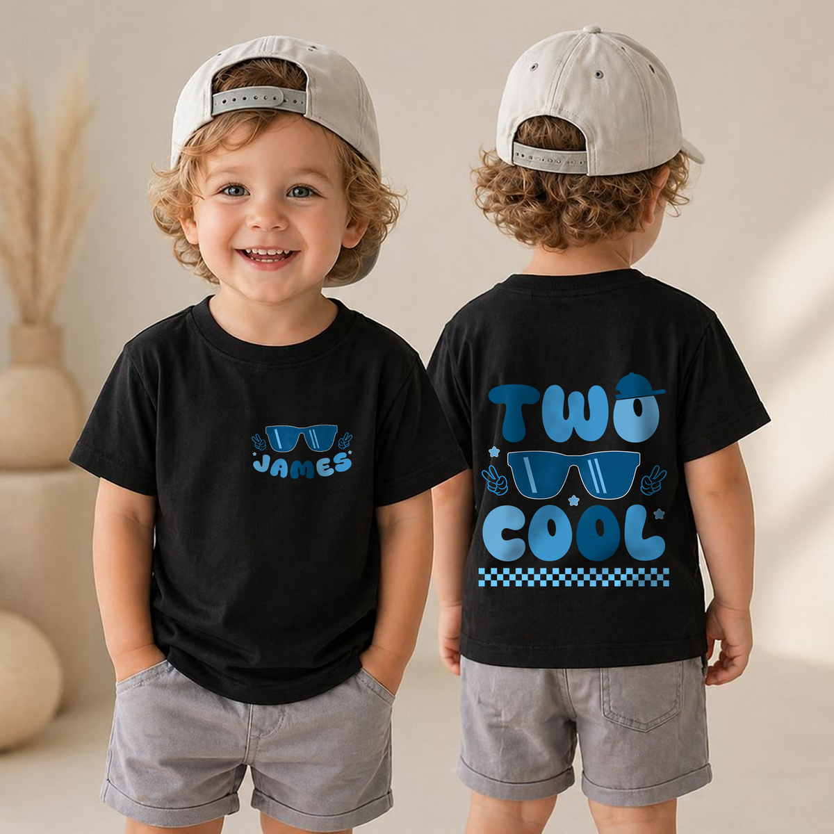 Custom Cool Kid 2nd Birthday Shirt Boy, TWO COOL — product view 4
