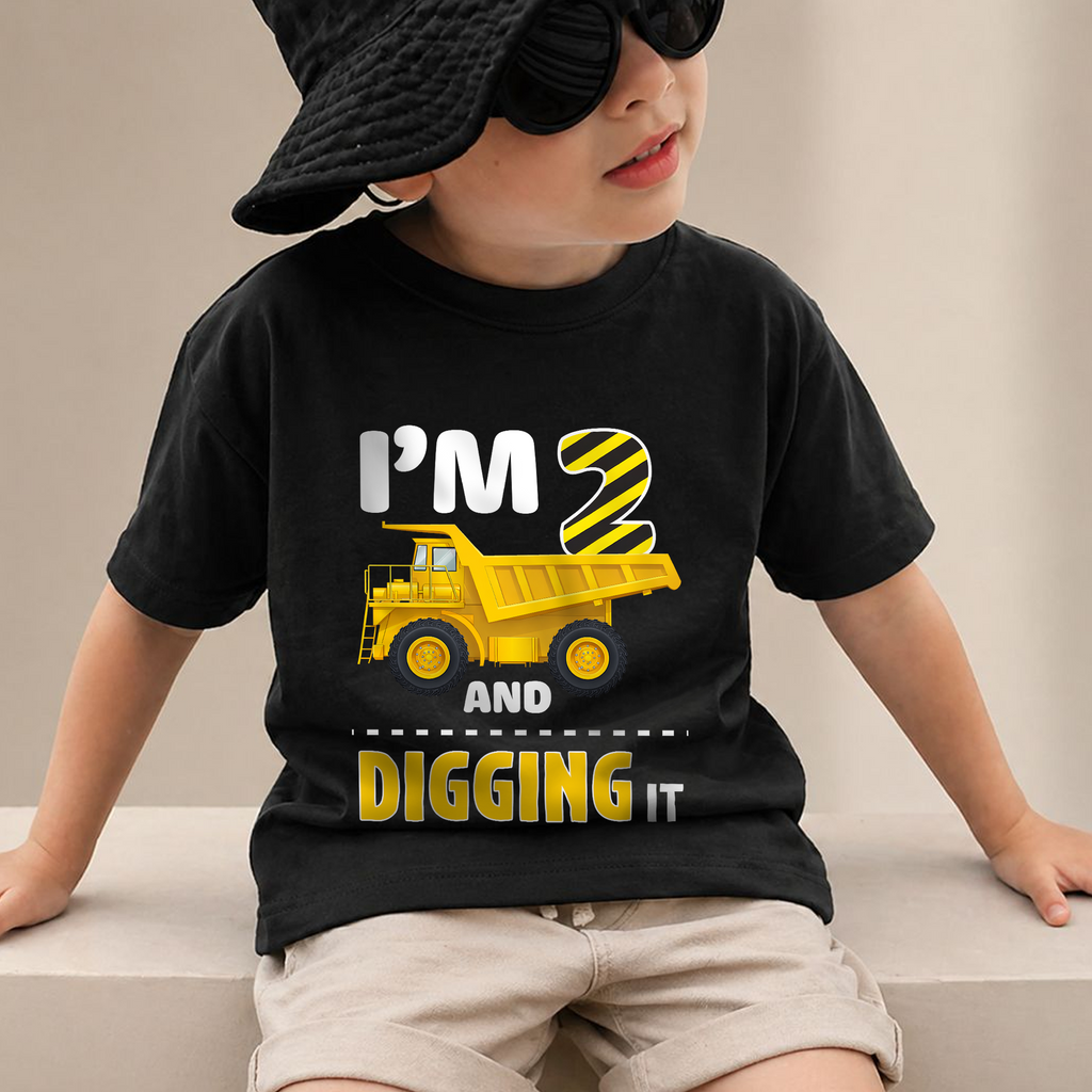 Personalized Construction 2nd Birthday Shirt, Digging It — product view 2