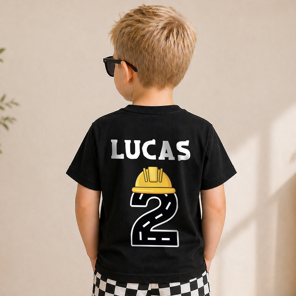Custom Name Construction 2nd Birthday Shirt, Digging It — product view 6