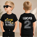 Toddler Personalized Construction 2nd Birthday Shirt, Digging It — product view 1
