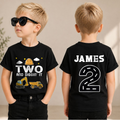 Boys Personalized Construction 2nd Birthday Shirt, Two and Digging It — product view 1