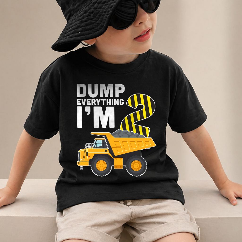 Custom Construction Birthday Boy Shirt 2, Dump Everything I'm 2 — product view 2