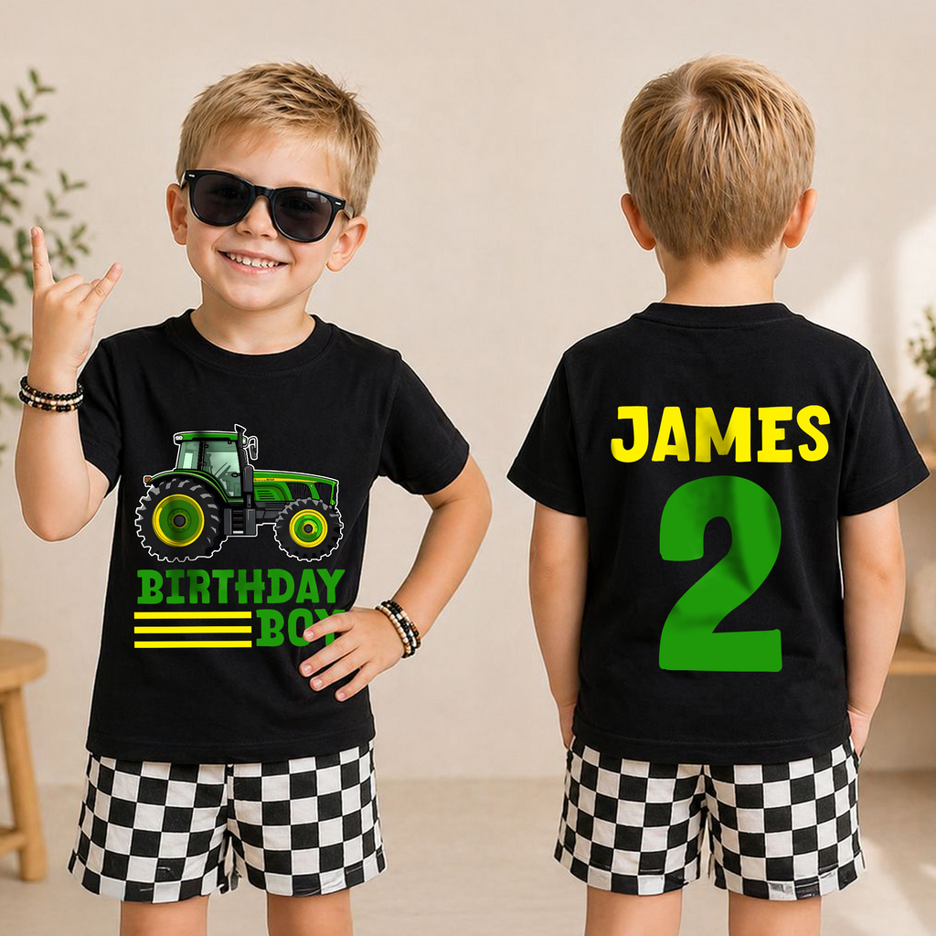 Toddler Personalized Construction Birthday Boy Shirt 2, Digging It — product view 3