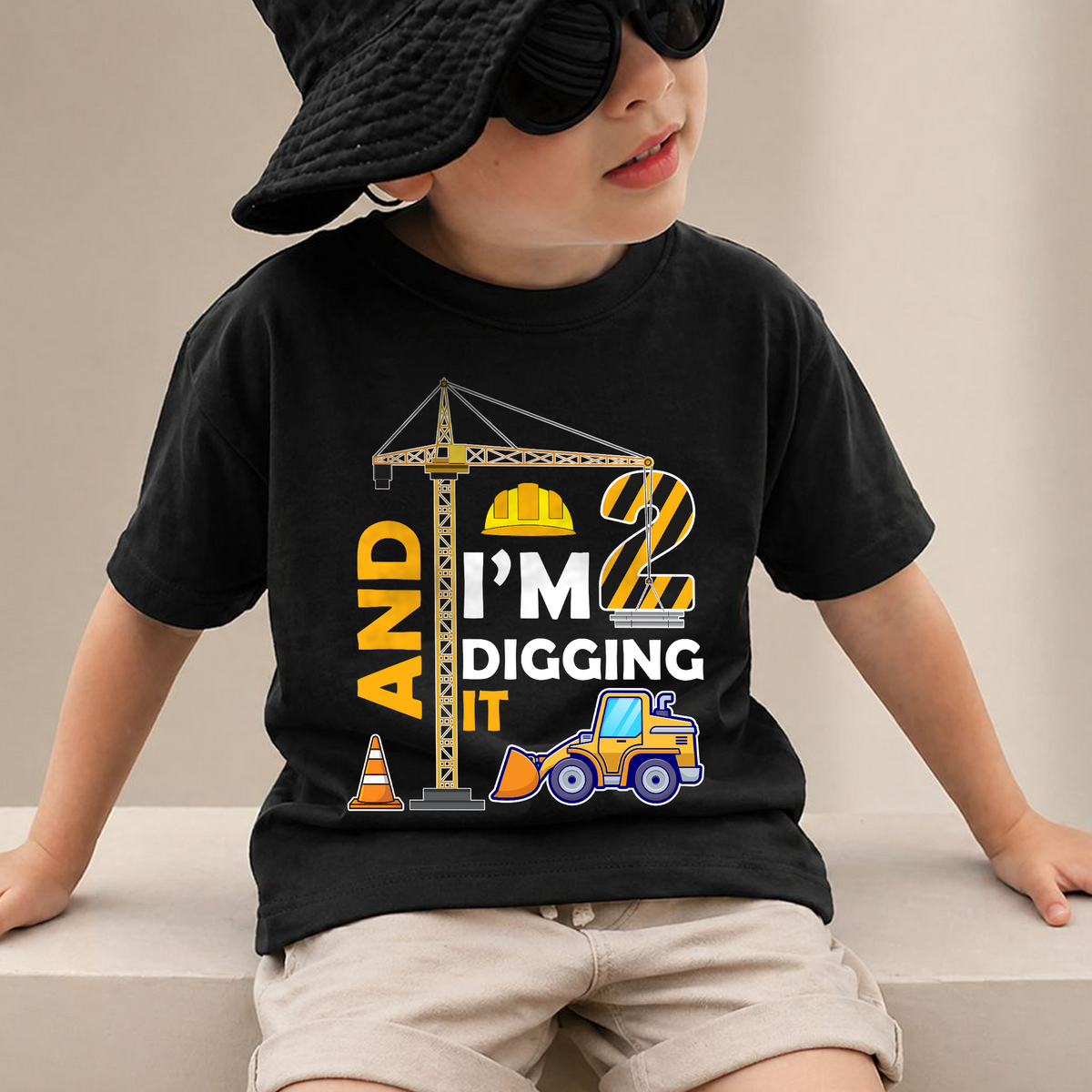 Boys Personalized Construction Birthday Boy Shirt 2, Digging It — product view 2