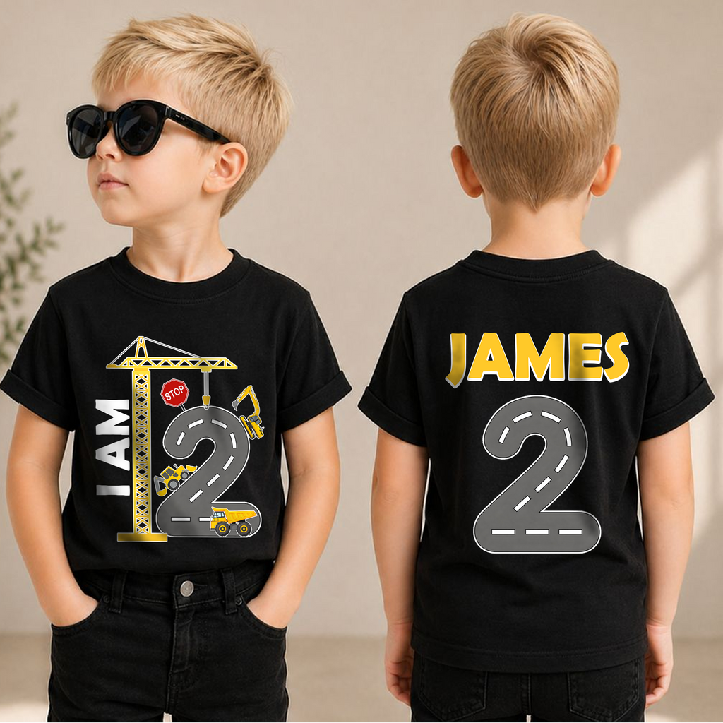 Custom Name I'm 2 and Digging It Birthday Outfit Boy, Construction — product view 1