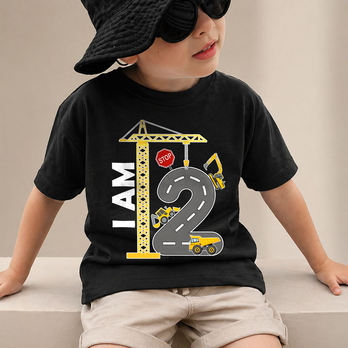 Custom Name I'm 2 and Digging It Birthday Outfit Boy, Construction — product view 2
