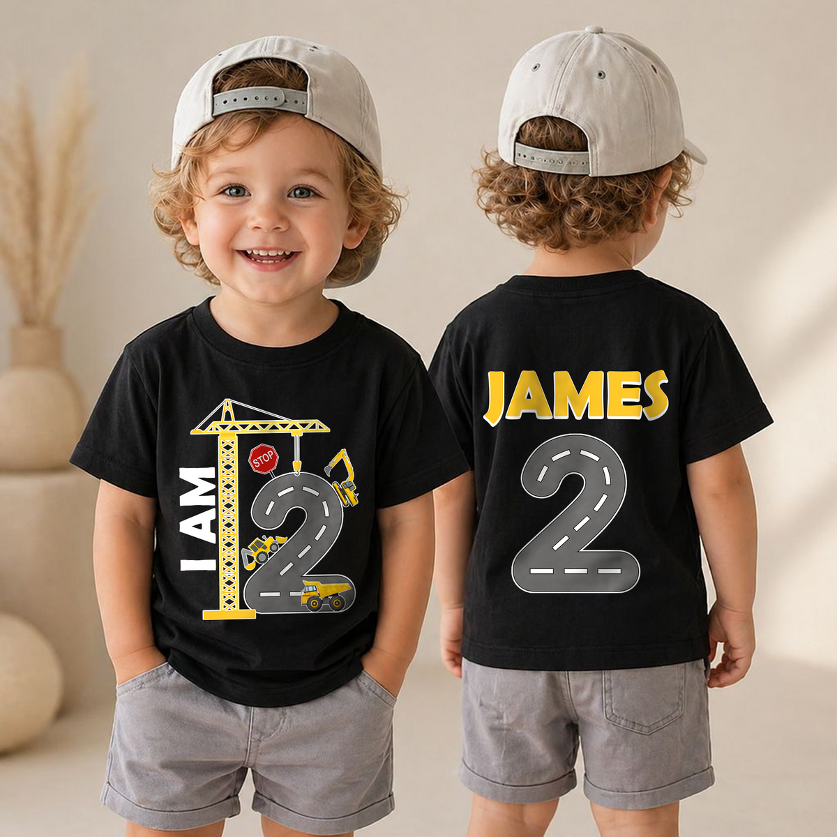 Custom Name I'm 2 and Digging It Birthday Outfit Boy, Construction — product view 4