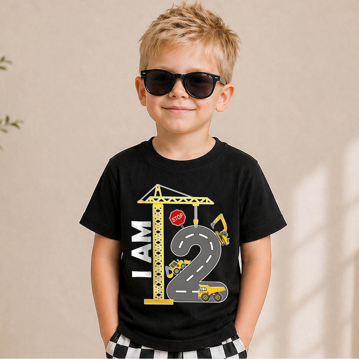 Custom Name I'm 2 and Digging It Birthday Outfit Boy, Construction — product view 5