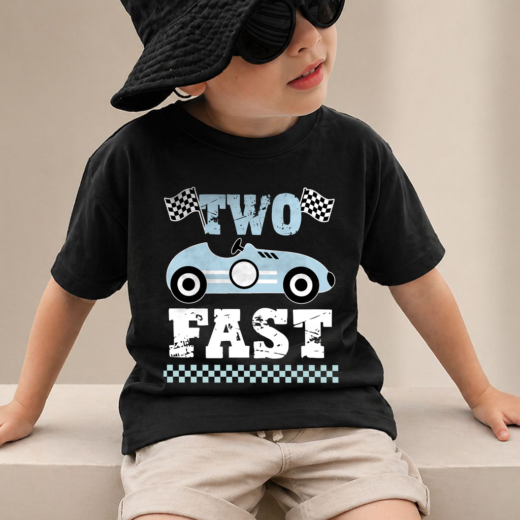 Toddler Personalized TWO FAST Birthday Shirt for Boys — product view 2
