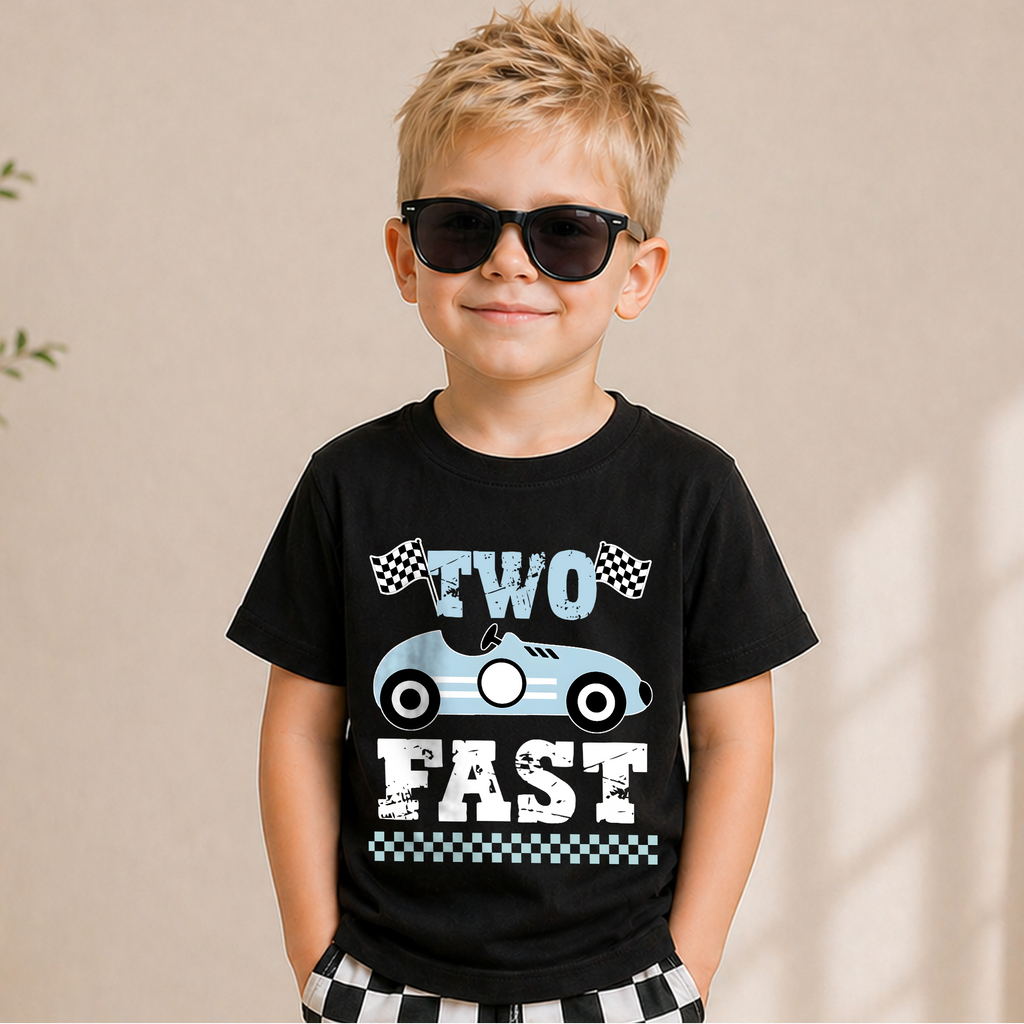 Toddler Personalized TWO FAST Birthday Shirt for Boys — product view 5