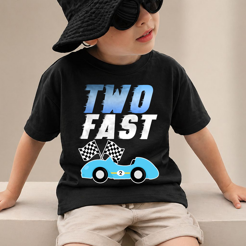 Boys Personalized TWO FAST Birthday Shirt for Boys — product view 2