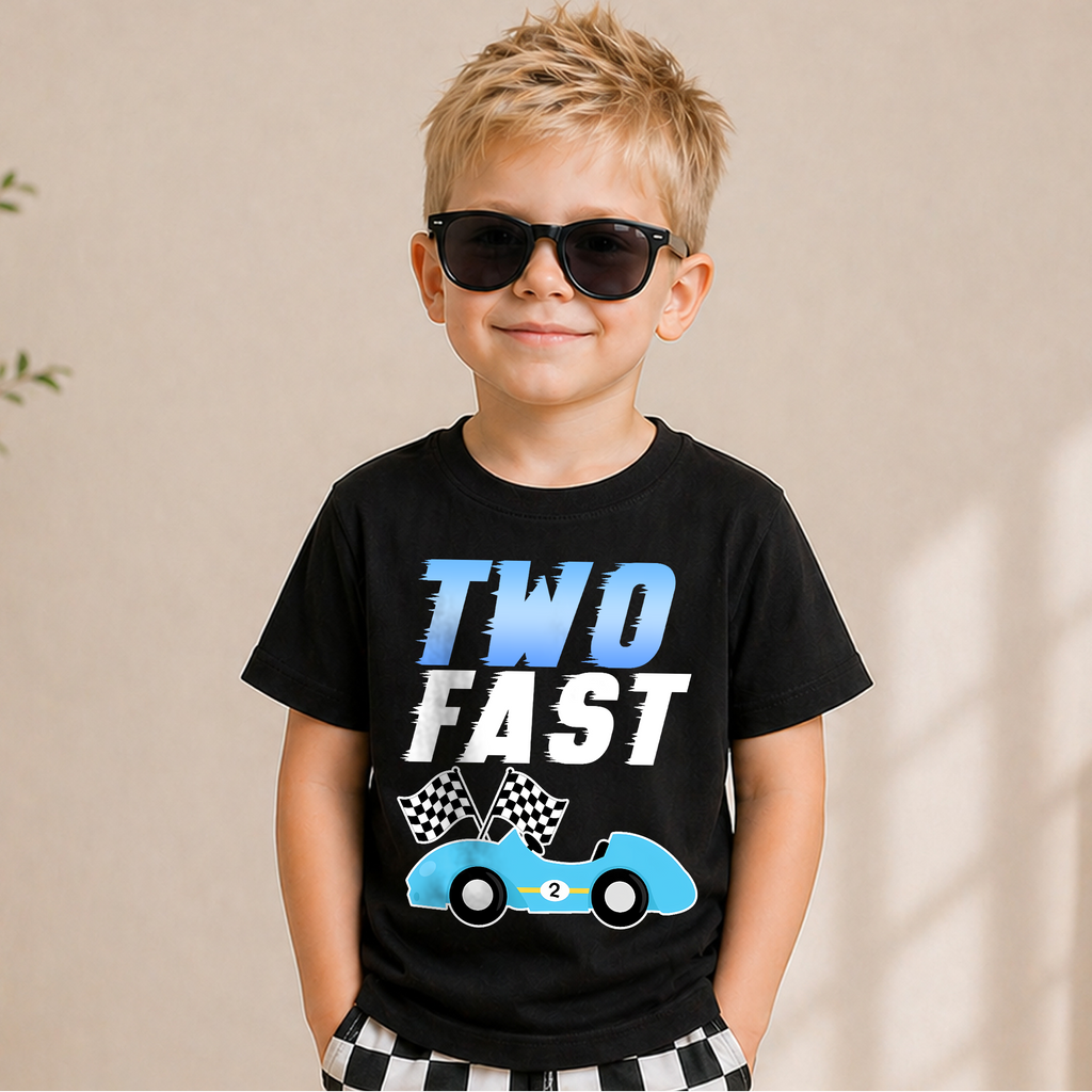 Boys Personalized TWO FAST Birthday Shirt for Boys — product view 5