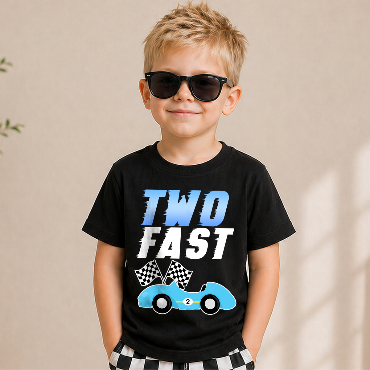 Boys Personalized TWO FAST Birthday Shirt for Boys — product view 5