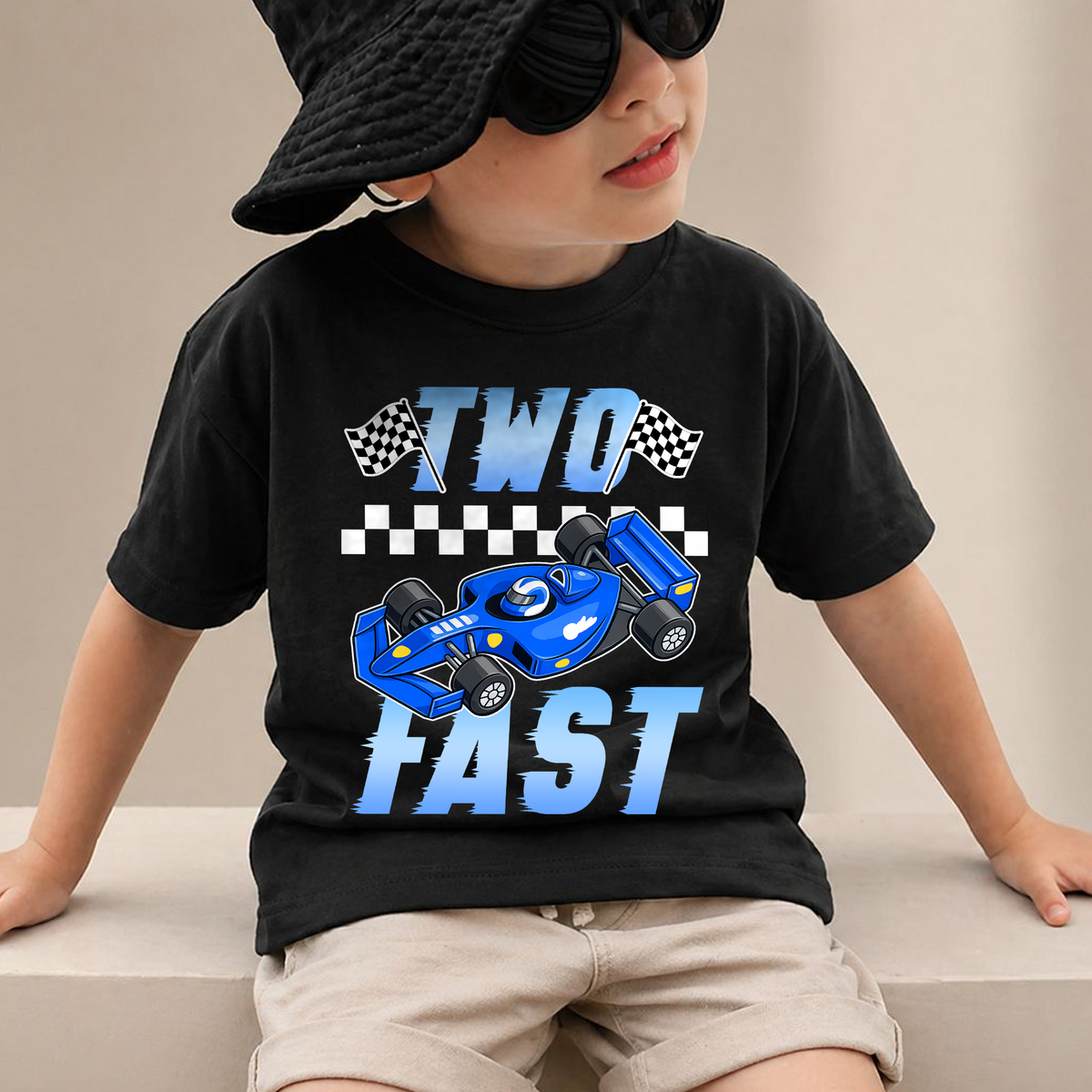 Personalized Racing 2nd Birthday Shirt, TWO FAST — product view 2