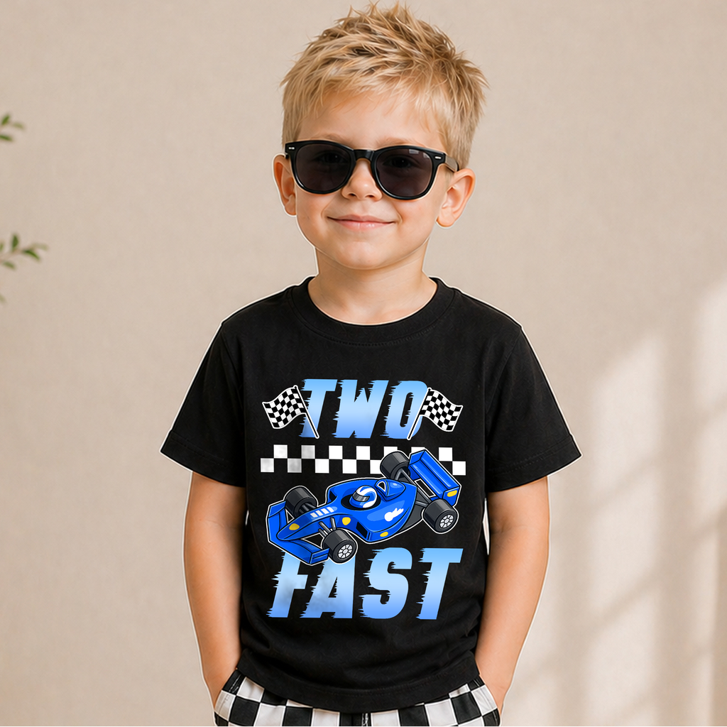 Personalized Racing 2nd Birthday Shirt, TWO FAST — product view 5