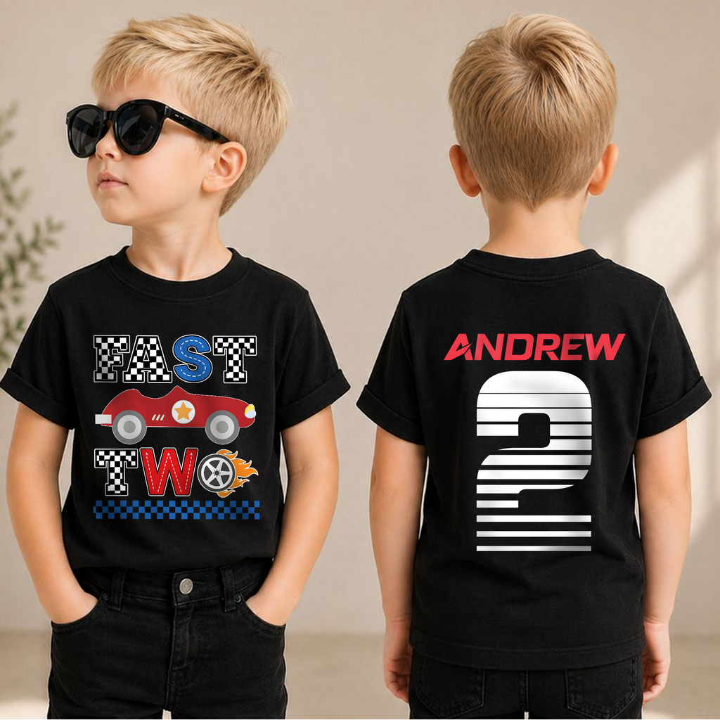 Custom Racing 2nd Birthday Shirt, Fast Two — product view 1