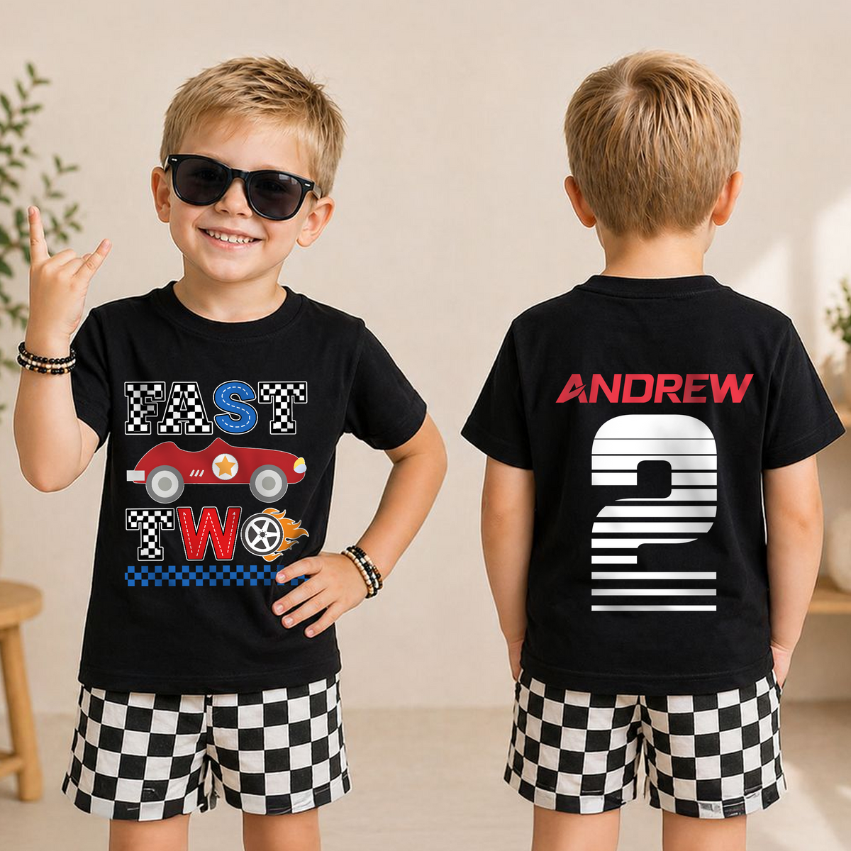 Custom Racing 2nd Birthday Shirt, Fast Two — product view 3