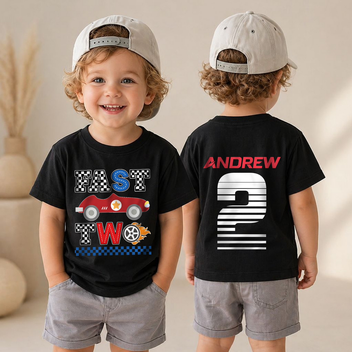 Custom Racing 2nd Birthday Shirt, Fast Two — product view 4
