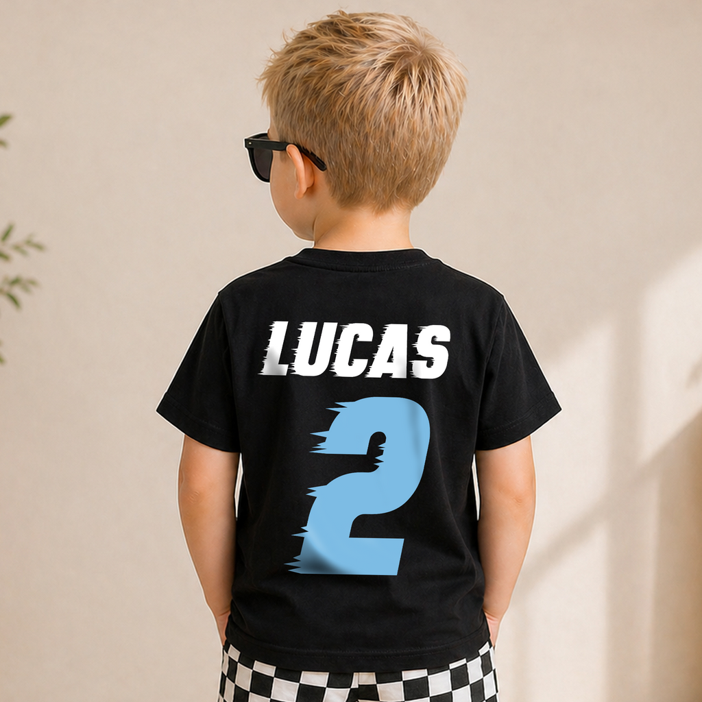 Boys Custom Racing 2nd Birthday Shirt, TWO FAST — product view 6