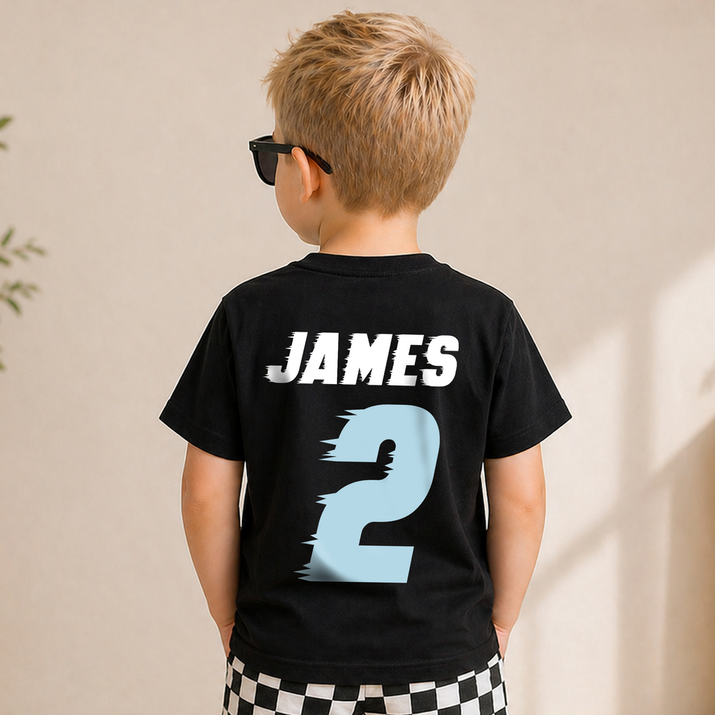 Toddler Personalized Racing 2nd Birthday Shirt, TWO FAST — product view 6