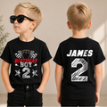 Boys Personalized Racing 2nd Birthday Shirt, TWO FAST — product view 1