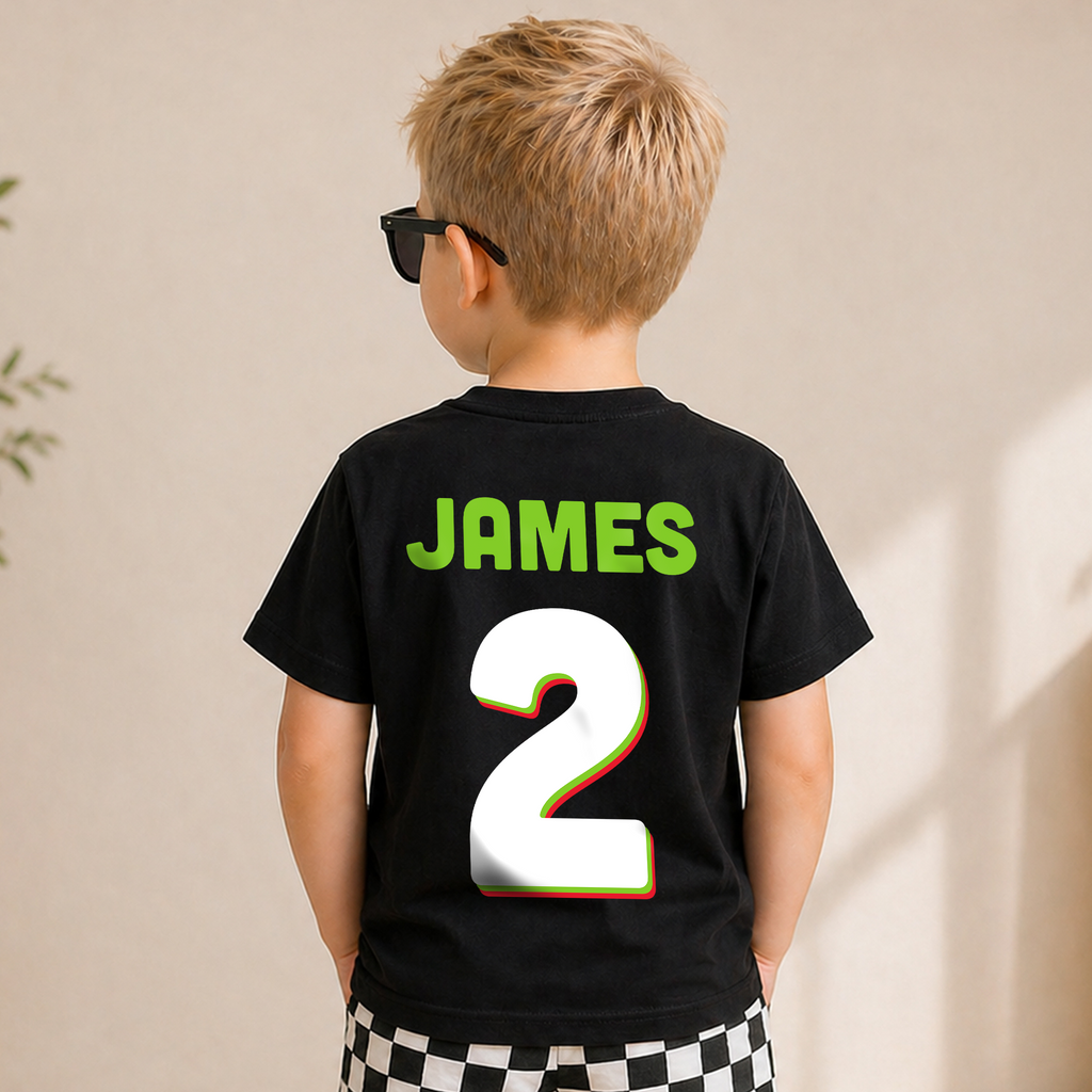 Boys Personalized Chugga Chugga Two Two 2nd Birthday Shirt — product view 6