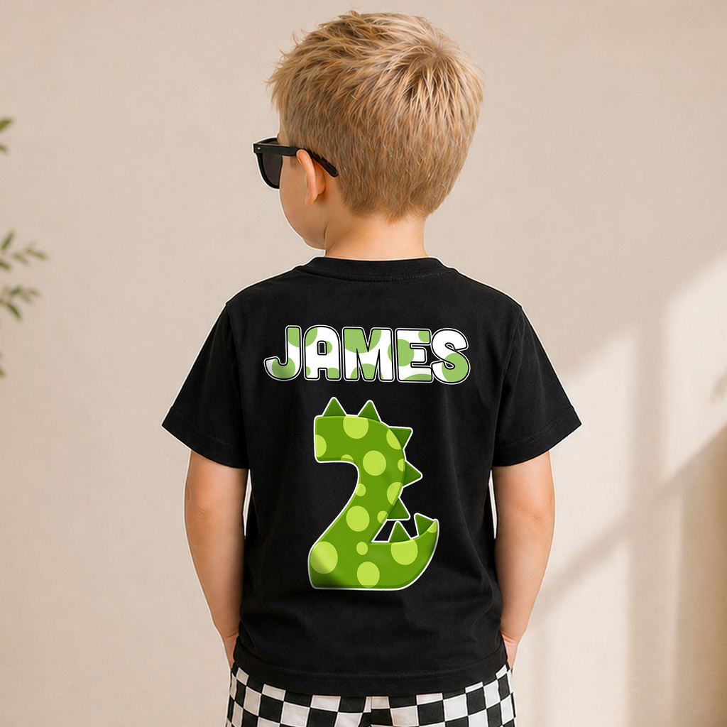 Custom Dinosaur 2nd Birthday Shirt, Two Rex — product view 6