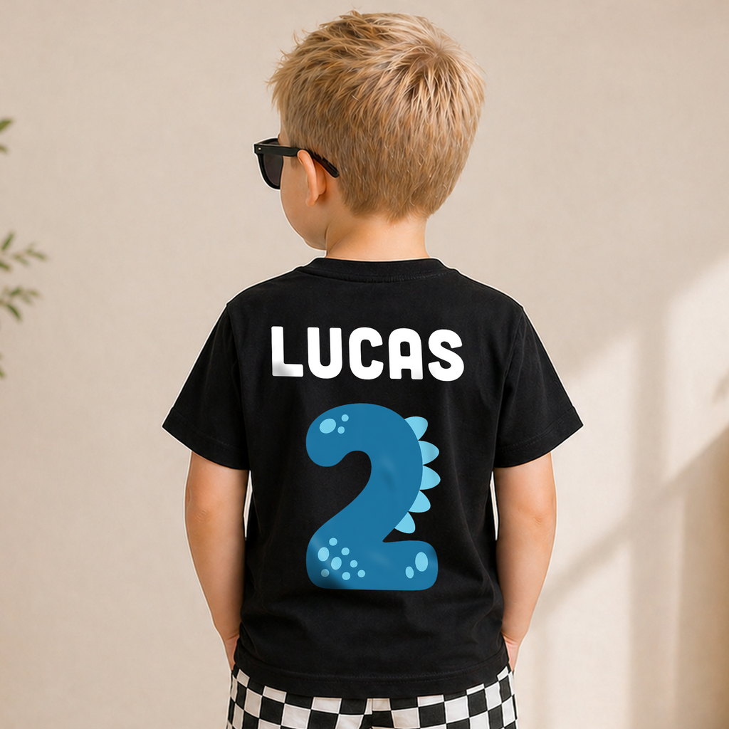 Boys Custom Dinosaur 2nd Birthday Shirt, Two Rex — product view 6
