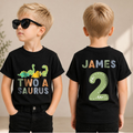 Toddler Personalized Dinosaur 2nd Birthday Shirt, Two-A Saurus — product view 1