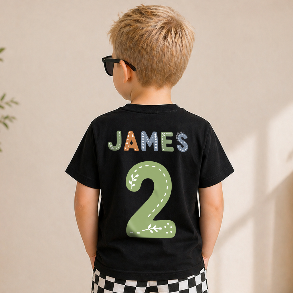 Toddler Personalized Dinosaur 2nd Birthday Shirt, Two-A Saurus — product view 6
