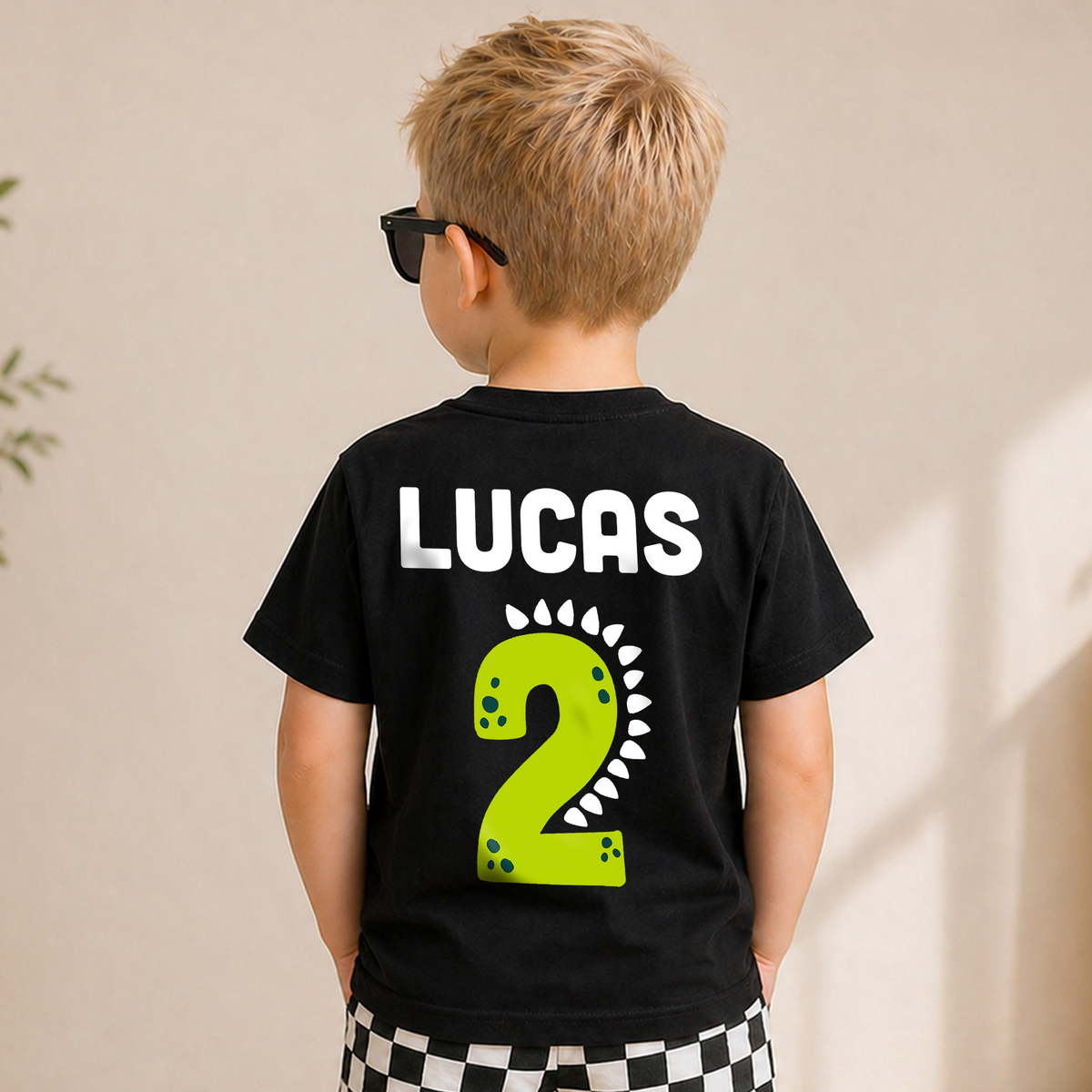 Custom Name Dinosaur Birthday Boy Shirt 2, Two Rex — product view 6