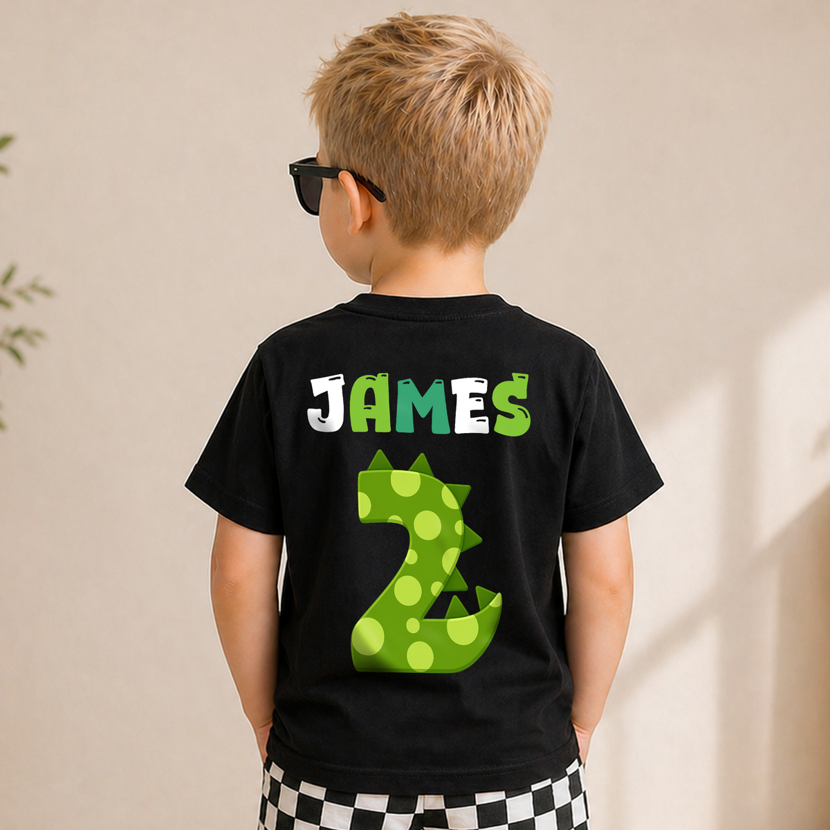 Custom Dinosaur Birthday Boy Shirt 2, Rex Two — product view 6