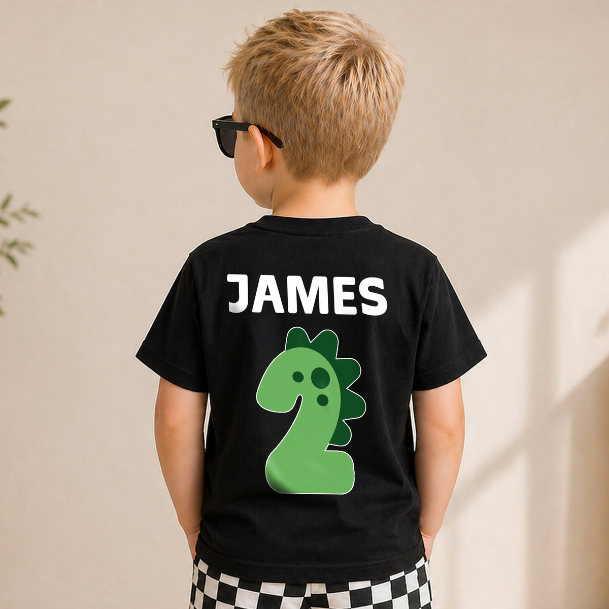 Boys Personalized Dinosaur Birthday Boy Shirt 2, Rawr I'm 2 — product view 6
