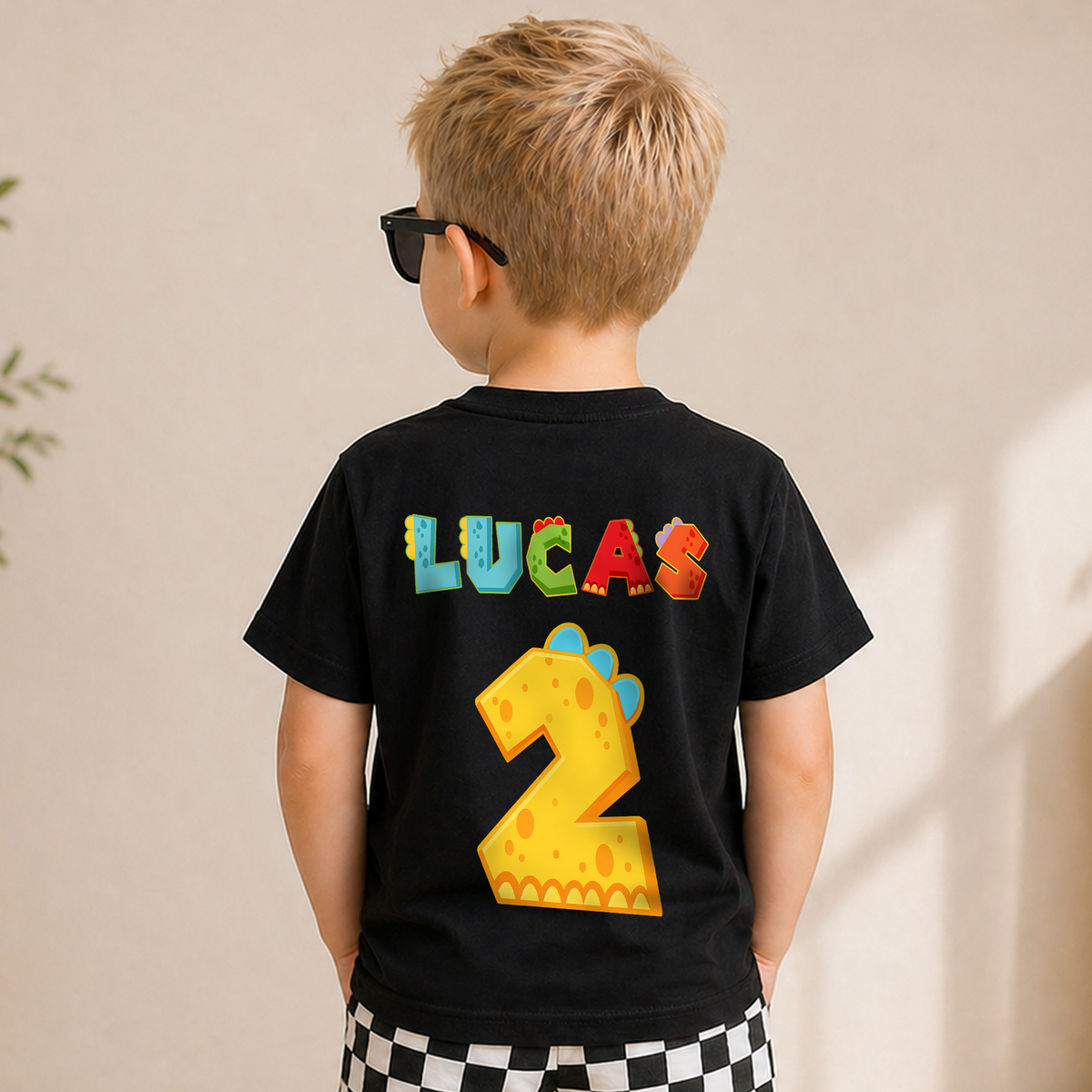 Personalized Two Rex Birthday Outfit Boy, Dinosaur — product view 6